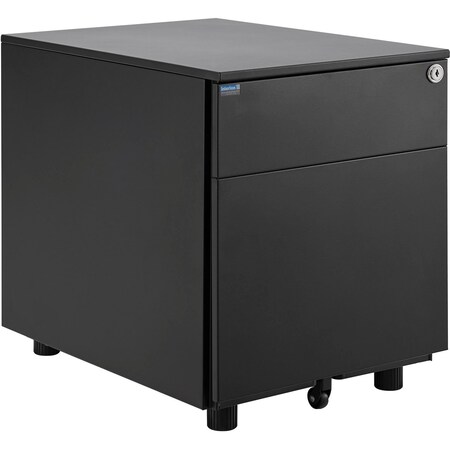 Interion By Global Industrial Interion Low Height 2 Drawer Pedestal, Black 695302